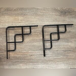 2x Black Geometric Wall Self Brackets